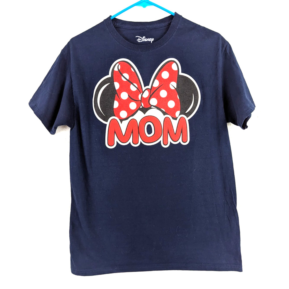 Disney sz M 8/10 Minnie Mouse MOM T-shirt dark blue short sleeve top 1246